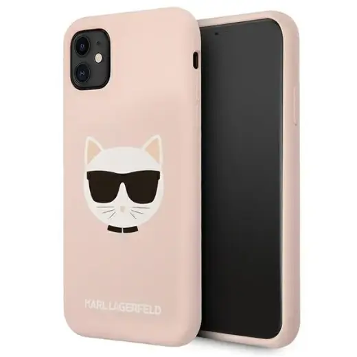 KLHCN61SLCHLP Karl Lagerfeld Choupette Head Silicone Case for iPhone 11 Pink