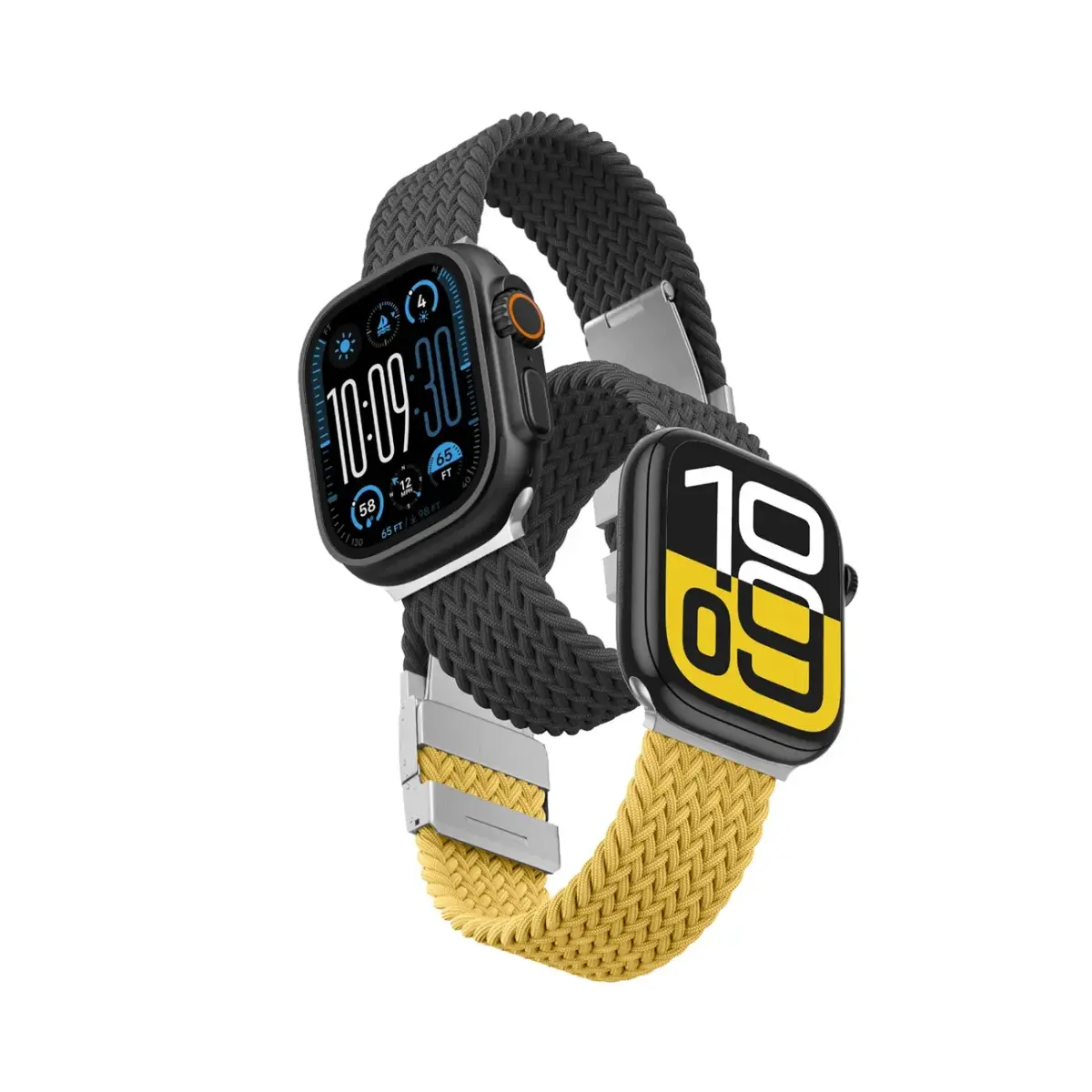 Set of 2 AmazingThing Blend Band for Apple Watch 45|46|49mm - Yellow-Black|Black