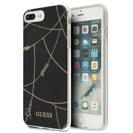Guess GUHCI8LPCUCHBK iPhone 7|8 Plus czarny|black hardcase Gold Chain Collection