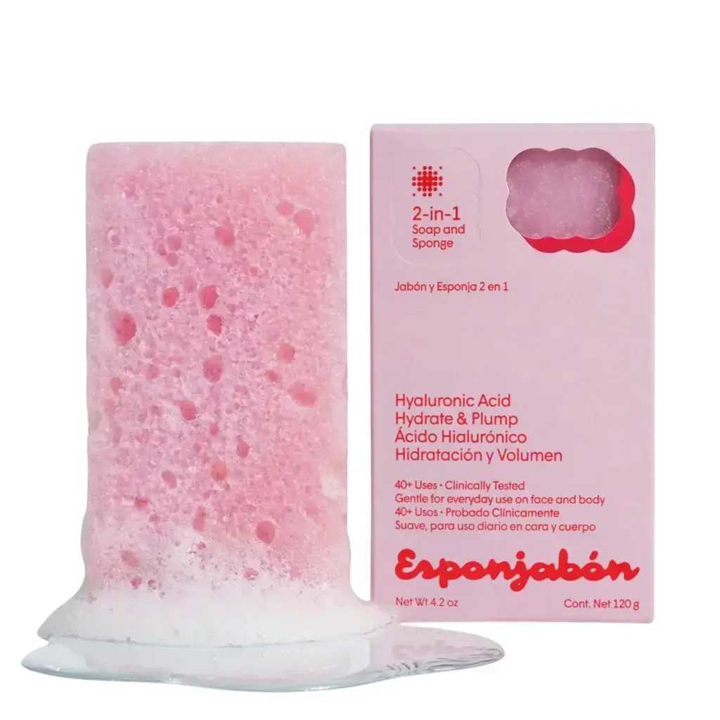 Esponjabon, Hyaluronic Acid, Cleansing & Hydrating, Massage Soap Bar, Face & Body, 120 g