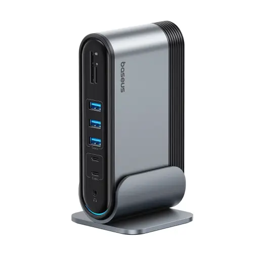 Baseus UnionJoy USB-C Docking Station 2xHDMI4K@60Hz 1xDP4K@60Hz 3xUSB-A3.0 2xUSB-C3.0 2xUSB-A2.0 1xRJ45 PD PC 1xSD+TF 1x3.5mm minijack - gray