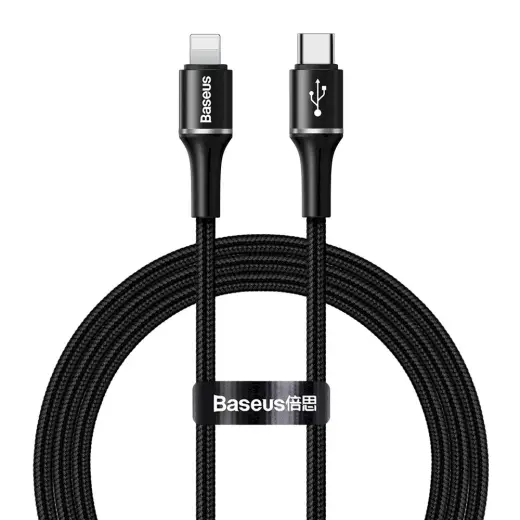 Baseus HALO USB-C -> Lightning Datu un Uzlādes vads 18W | PD | LED | 100 cm Melns