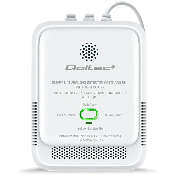 Qoltec Certified Natural Gas Leak Sensor | CH4 detector | NG | Tuya | Wi-Fi | 85dB alarm | LED
