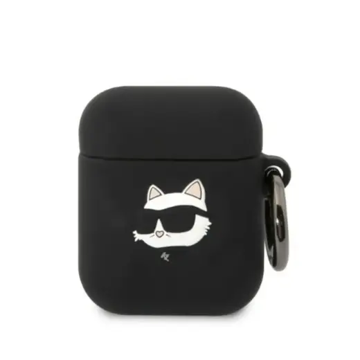 Karl Lagerfeld 3D Logo NFT Choupette Head Silicone Case for Airpods 1|2 Black