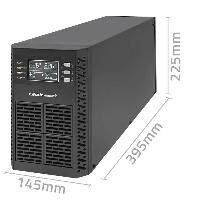 Qoltec Uninterruptible Power Supply UPS | 2kVA | 2000W | Power factor 1.0 | LCD | EPO | USB | On-line
