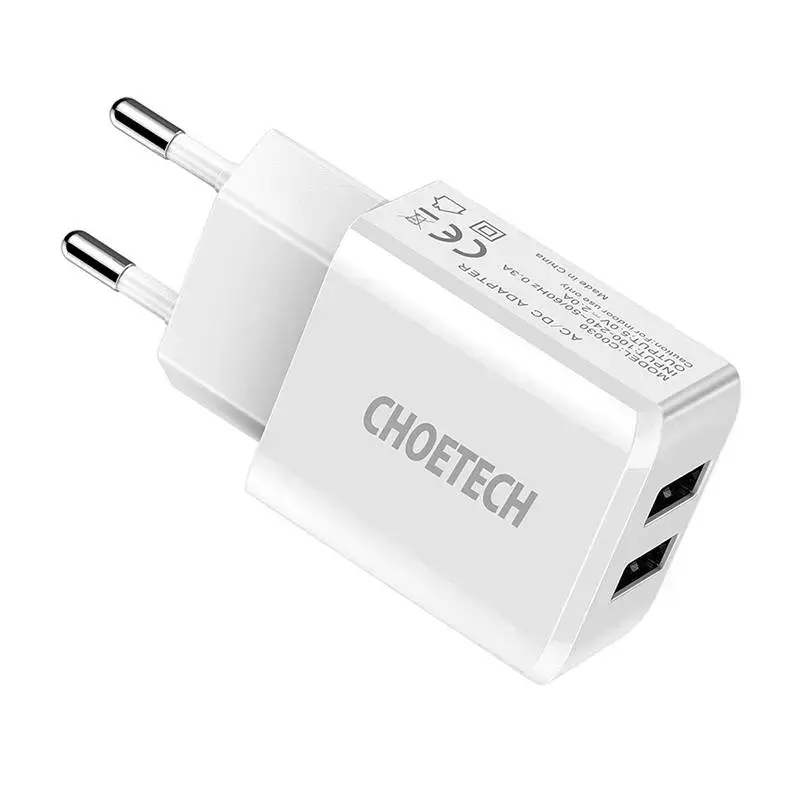 Choetech dual-port wall charger 2 x USB-A 10W 2A white (C0030)