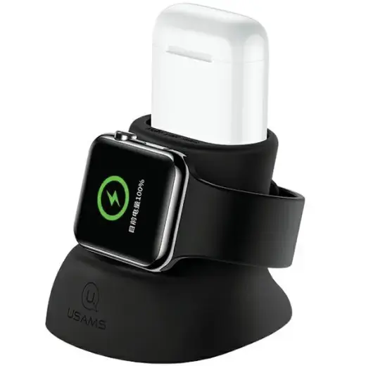 USAMS 2-in-1 laadija Apple Watch ja AirPods jaoks | must