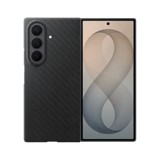 Samsung Carbon Magnet maciņš ar MagSafe atbalstu telefonam Samsung Galaxy Z Fold 8 Ultra (F976) melns (komplektā aizsargplēve)