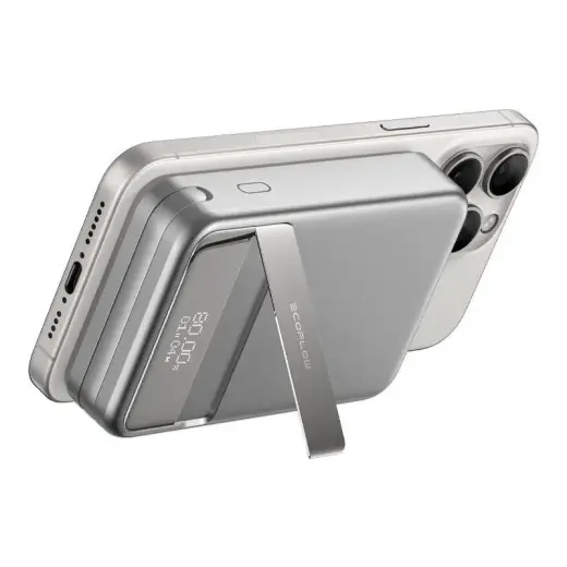 EcoFlow RAPID ārējais akumulators (powerbank) | 10000 mAh | 65W | USB-C, MagSafe | LED ekrāns | sudraba krāsā