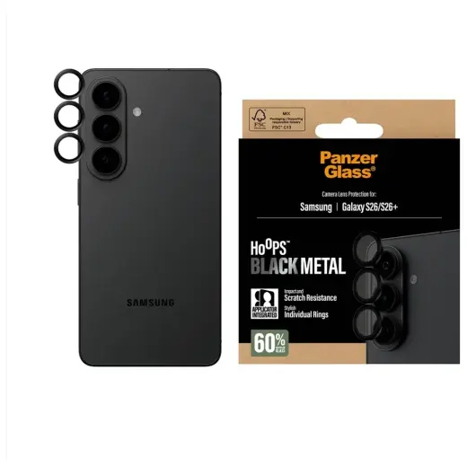 Tempered glass for camera lens PanzerGlass Hoops Lens Protector for Samsung Galaxy S26 / S26+ black