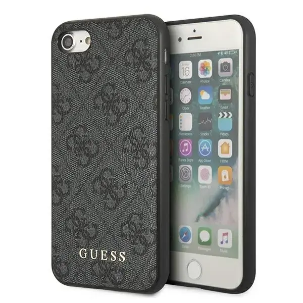 Guess GUHCI8G4GFGR iPhone SE 2022 | 2020 | 7 | 8  szary|grey hard case 4G Metal Gold Logo
