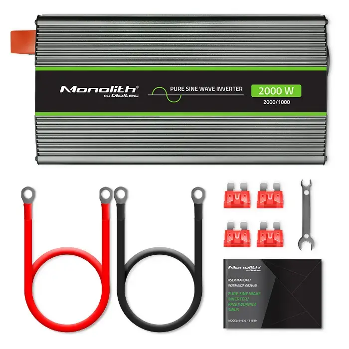 Qoltec Pure Sine Wave Inverter Monolith | 1000W | 2000W | 12V to 230V