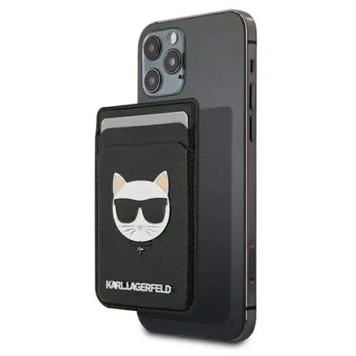 Karl Lagerfeld KLWMSCHSFBK Wallet CardSlot Saffiano Choupette Head MagSafe black