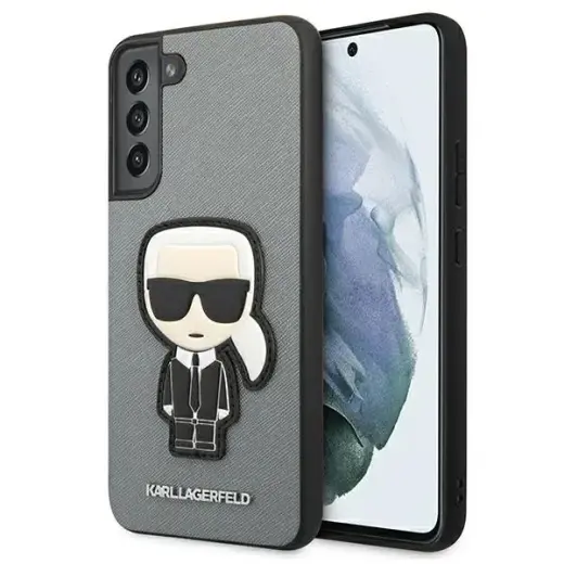 Karl Lagerfeld KLHCS22MOKPG Samsung S906 S22+ silver|silver hardcase Saffiano Iconic Karl`s Patch