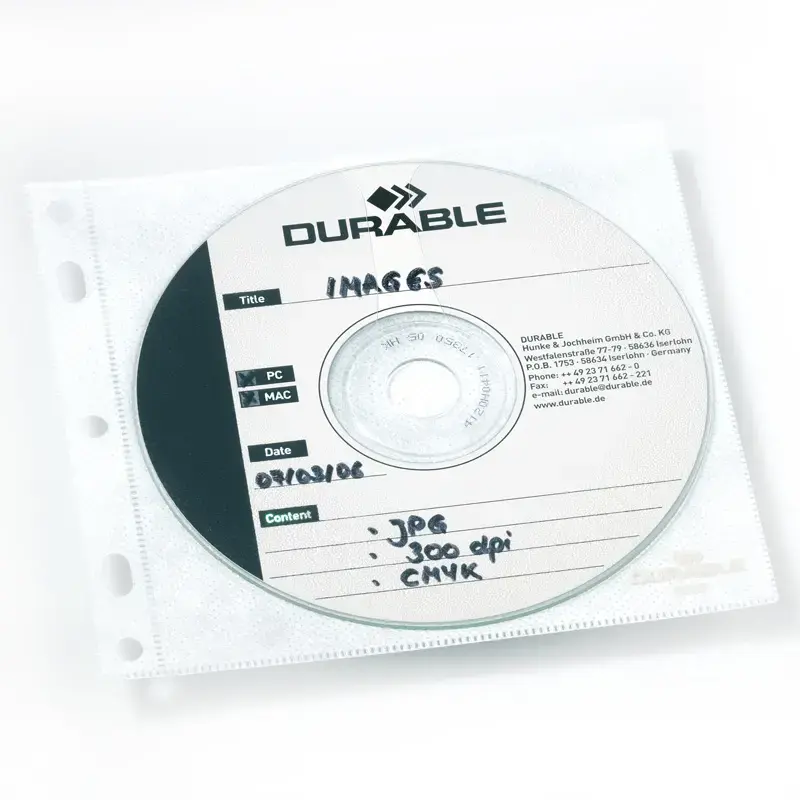 Kabatas CD/DVD diskiem DURABLE, caurspīdīgs, 10 gab./iepak.