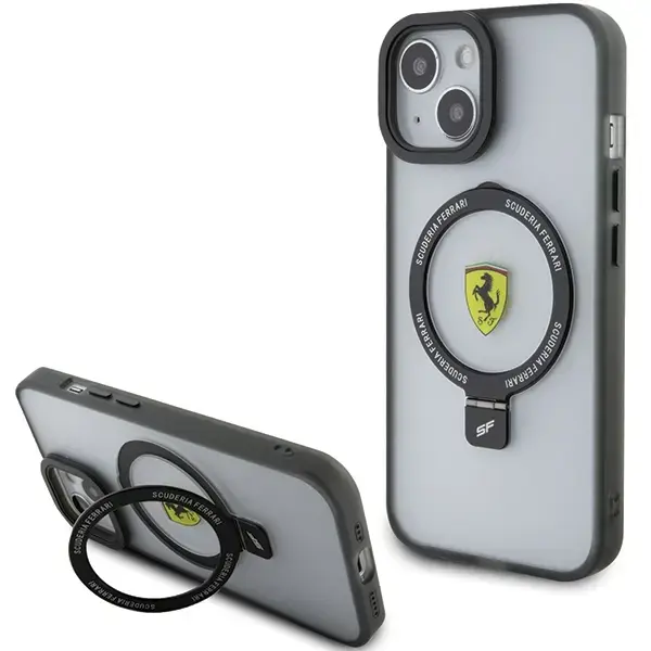 Ferrari FEHMP15SUSCAK iPhone 15 | 14 | 13 6.1" czarny|black hardcase Ring Stand 2023 Collection MagSafe