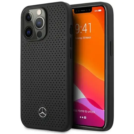 Mercedes MEHCP14LDELBK iPhone 14 Pro 6.1" czarny|black hardcase Leather Perforated