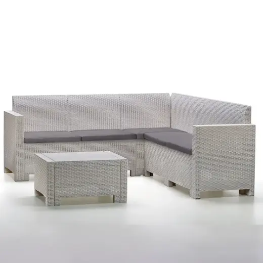 Dārza mēbeļu komplekts Set Nebraska Corner balts