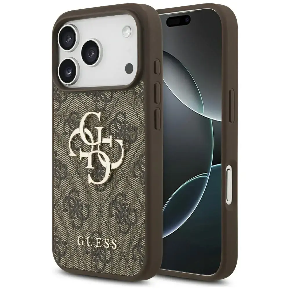 Guess 4G Big Logo maciņš telefonam iPhone 17 Pro brūns