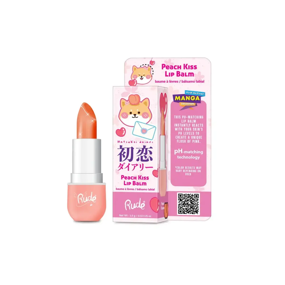 Rude Cosmetics, Peach Kiss, Hydrating, Lip Balm, 3.5 ml