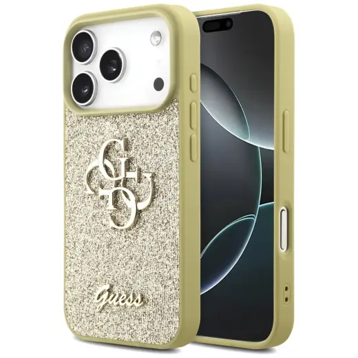 Guess Fixed Glitter Big 4G case for iPhone 17 Pro gold