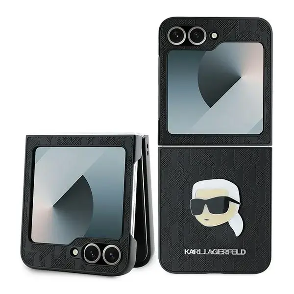 Original Case KARL LAGERFELD Saffiano Monogram KLHCZF6PGKSKIHK for Samsung Galaxy Z Flip 6 black
