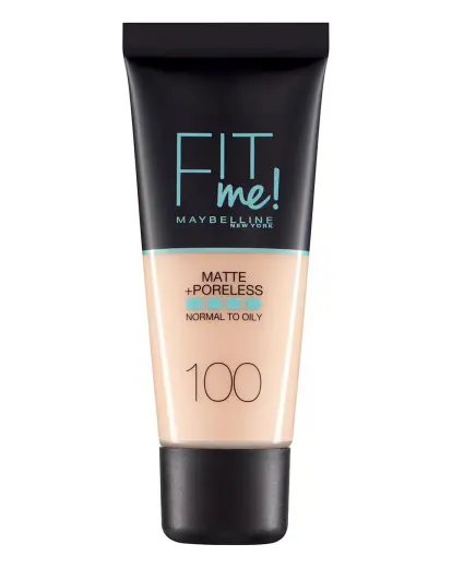 Maybelline, Fit Me Matte + Poreless, Liquid Foundation, 100, Warm Ivory, 30 ml