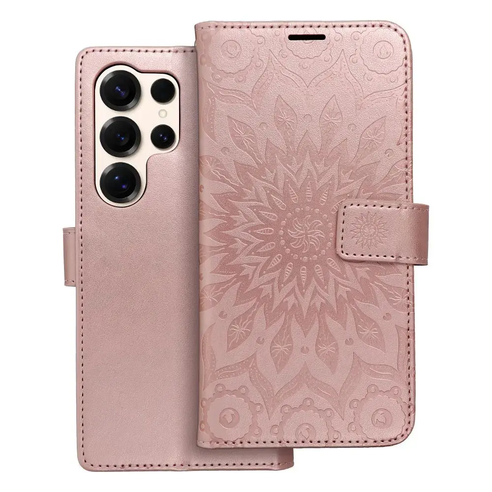 MEZZO mandala grāmatveida maciņš telefonam Samsung Galaxy S25 Ultra (S938) rozā