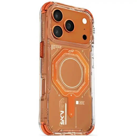 Skinarma Magma telefoni ümbris MagSafe toega iPhone 17 Pro oranž