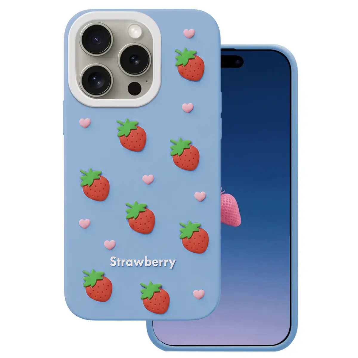 Strawberry maciņš telefonam iPhone 14 Pro | iPhone 15 Pro zils