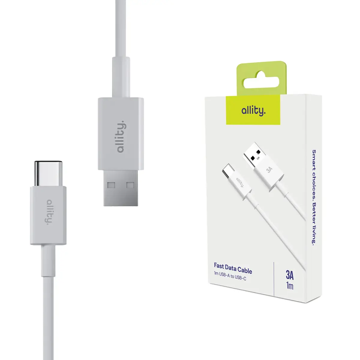 Allity cable AUC-03 USB-A - USB-C 1.0m 3A white