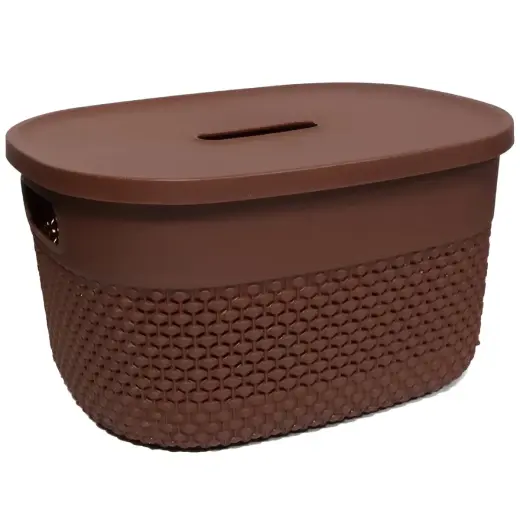 Basket with lid Deny 27x22x15cm, brown