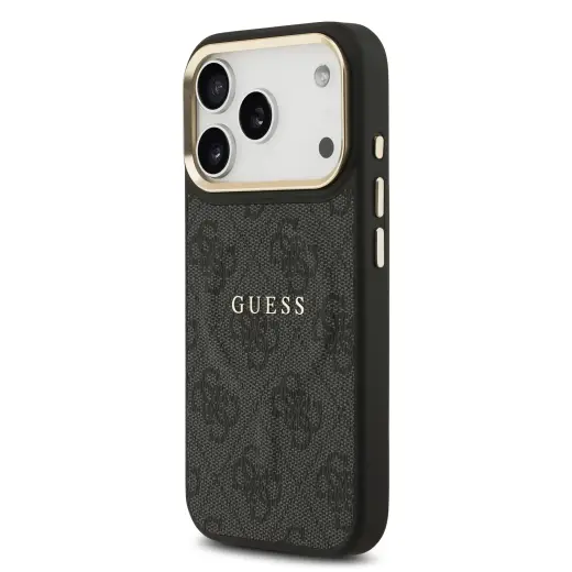 Guess PU Leather 4G phone case with MagSafe support for iPhone 17 Pro black