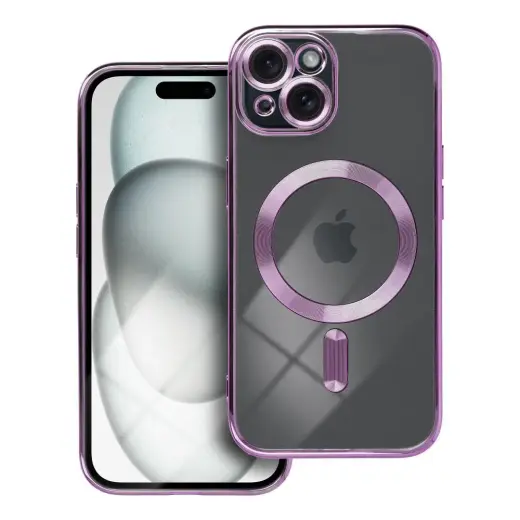 Electro Mag telefono dėklas su MagSafe palaikymu iPhone 15 violetinis