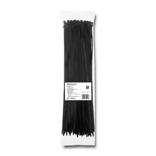 Qoltec Self-locking cable tie | 4.8*400mm | 100 pcs. | Nylon66 | UV | Black