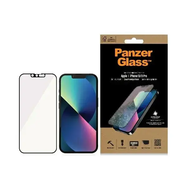 PanzerGlass E2E Anti-Bluelight iPhone 13/13 Pro 6,1" Case Friendly AntiBacterial MicroFracture czarny/black Pro2757