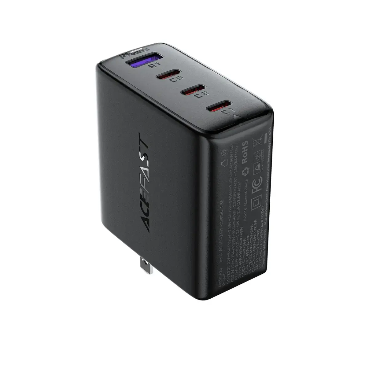 Acefast A96 зарядное устройство | 100W | GaN | PD | USB-A | 3x USB-C | черное