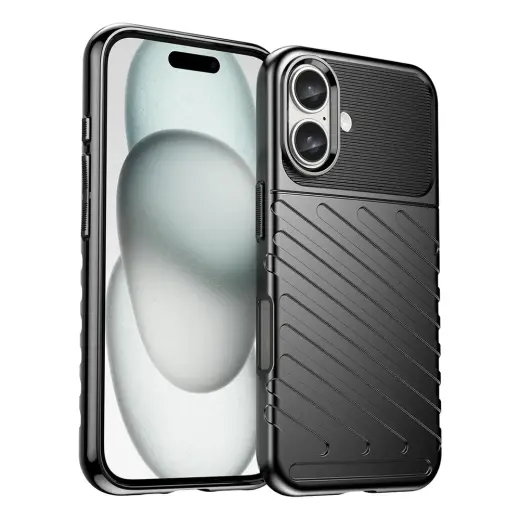 Thunder telefono dėklas iPhone 16 Plus juodas