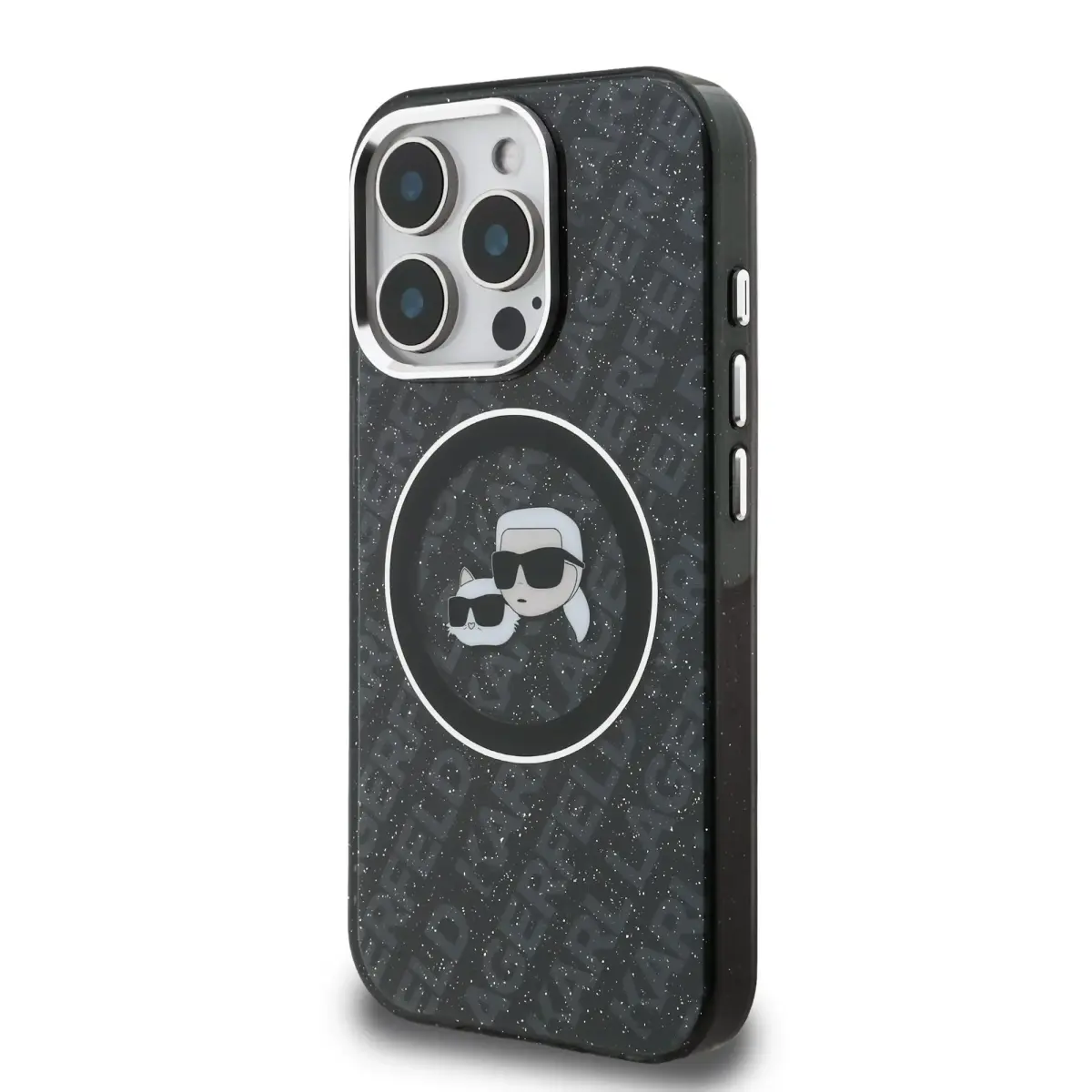 Karl Lagerfeld IML K&CH Heads Repeated Logo MagSafe Case for iPhone 15 Pro Max Black