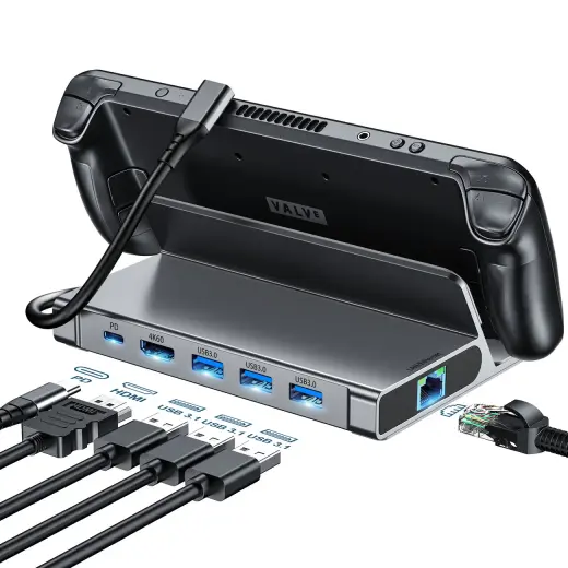Choetch M52 HUB for Steam Deck USB-C - USB-C PD|USB-A|HDMI|RJ45 - Gray