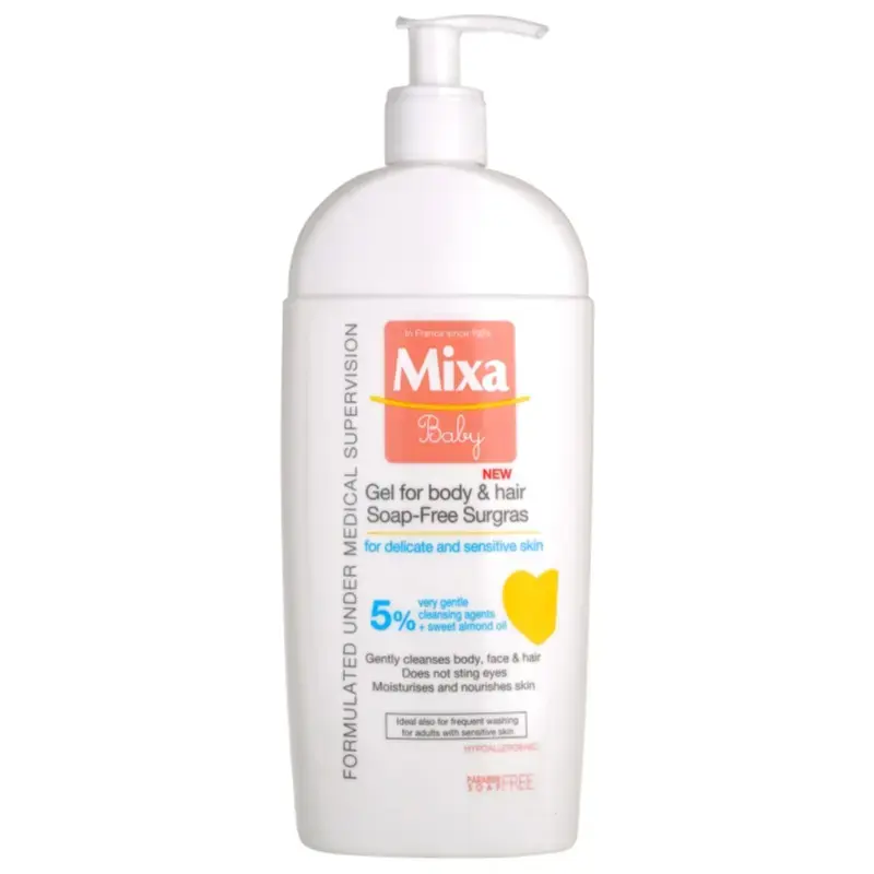 Mixa Baby Body & Hair Gel Without Soap Extra Nourishing Cleansing Gel for Children's Body Hair - 400ml