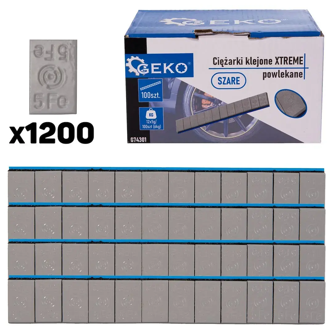 Pašlīmējošie balansēšanas atsvaru stienīši XTREME 100x12x5g pelēkā krāsā (6kg)