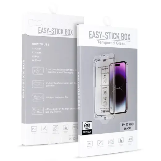 Tempered Glass Full Glue Privacy Easy-Stick Box for IPHONE 17 AIR BLACK