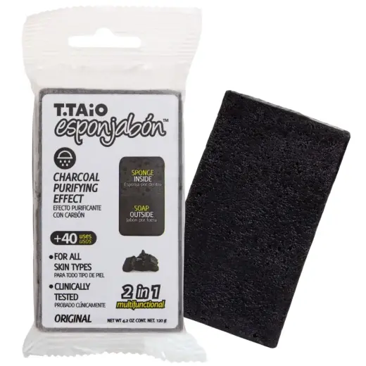 Esponjabon, Esponjabon, Charcoal, Purifying, Soap & Sponge 2-In-1, For Face, 120 g