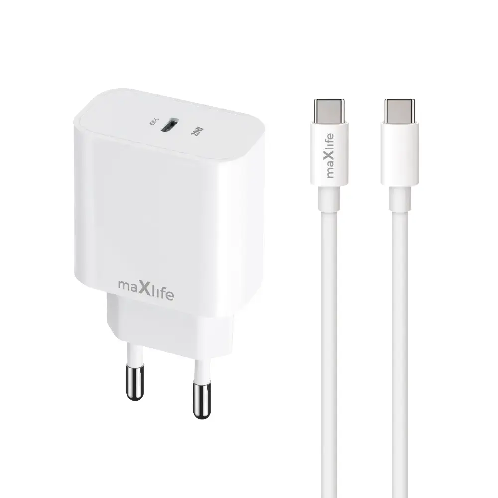 Maxlife MXTC-06 tīkla lādētājs | 20W | PD | QC | USB-C | balts