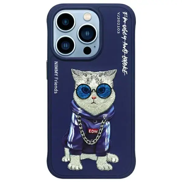 Glasses Cool Cat telefona maciņš priekš iPhone 15 Pro Max zils