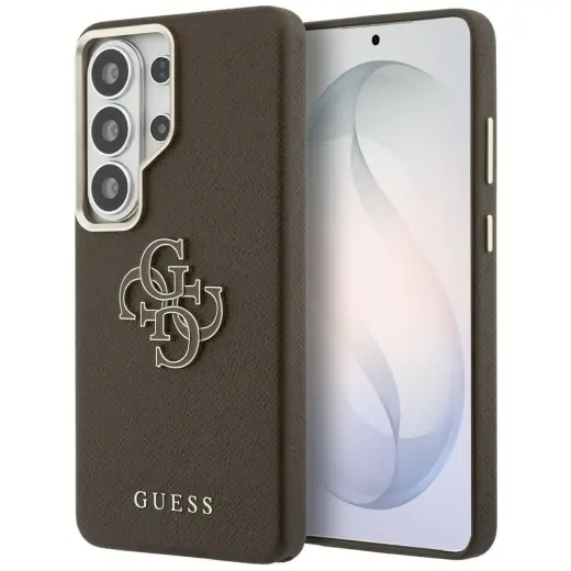 Guess Grained Big 4G Metal Logo telefoni ümbris Samsung Galaxy S26 Ultra (S948) pruun