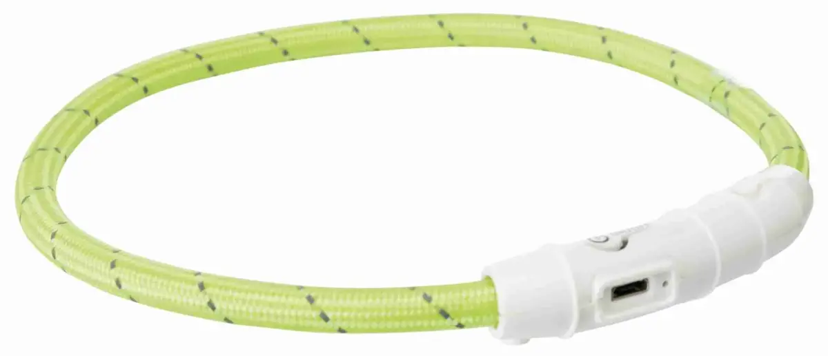 Atstarojoša kaklasiksna suņiem – Trixie Flash light ring USB, L–XL: 65 cm|ø 7 mm, green