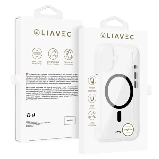 Liavec Glossy maciņš ar MagSafe atbalstu telefonam iPhone 16 melns