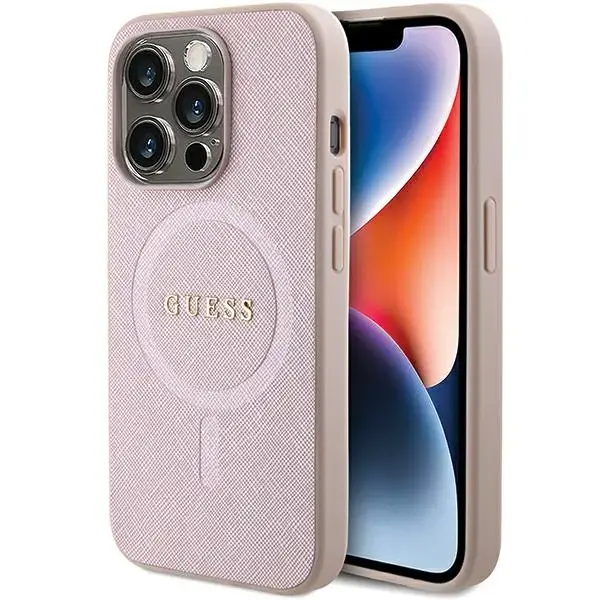 Guess GUHMP15XPSAHMCP iPhone 15 Pro Max  6.7" różowy|pink hardcase Saffiano MagSafe